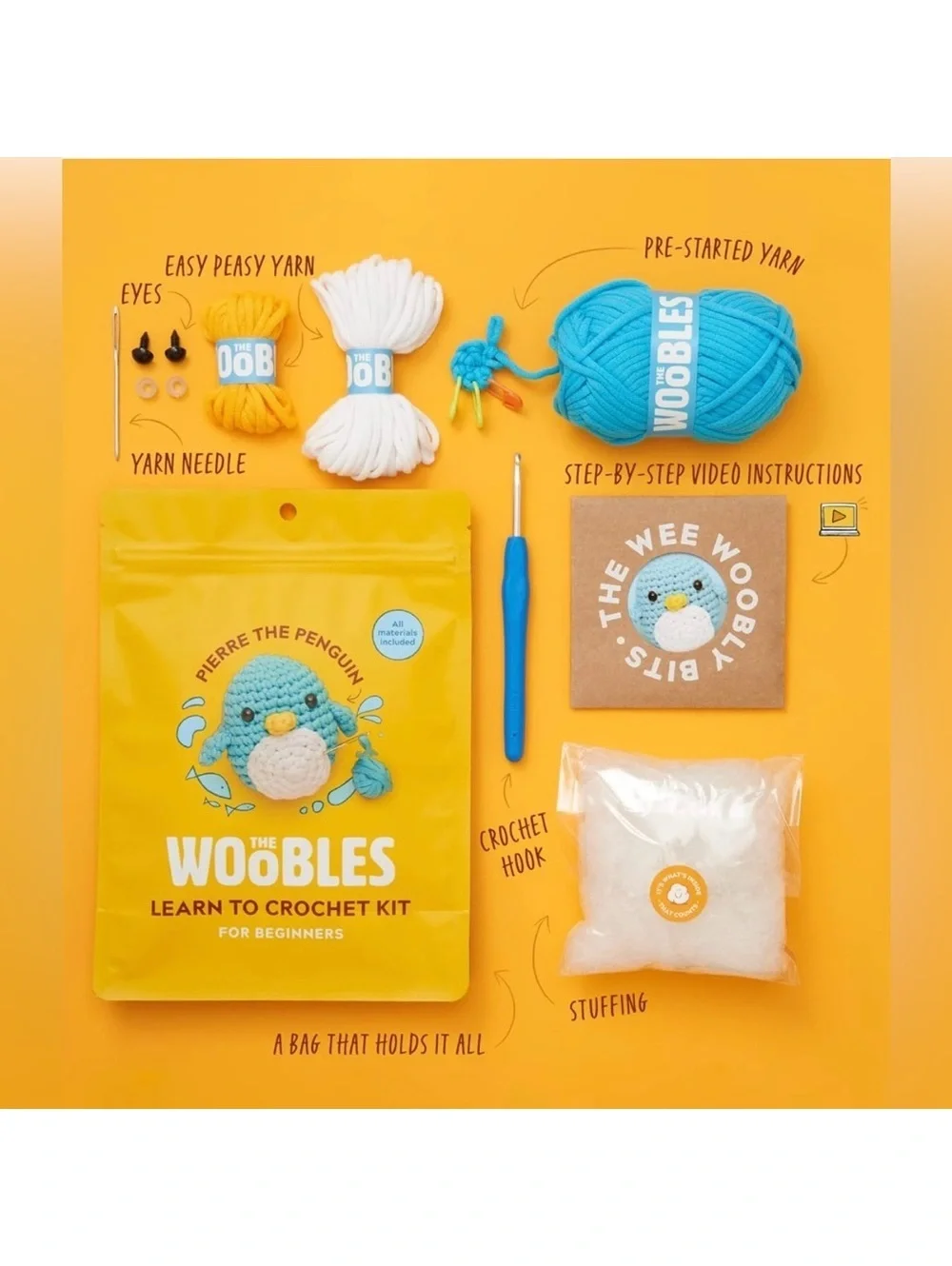 The Woobles Pierre The Penguin Crochet Kit Beginners NWT